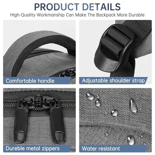 GMAK Travel Laptop Backpack for Men & Women, Business Anti Theft Laptops Backpacks with USB Charging Port, Fits 15.6 Inch Notebook, Water Resistant College School Computer Bag for Travel Sports, Grey3