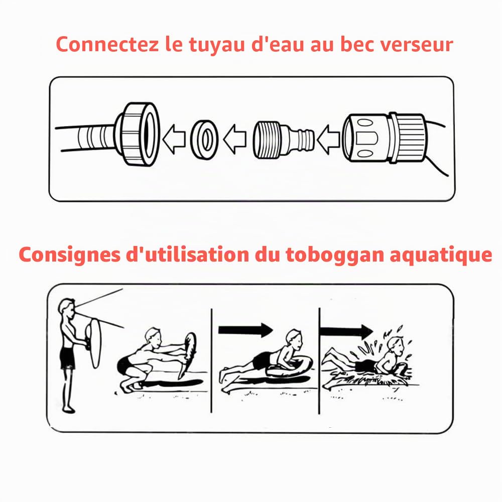 Toboggan Aquatique, 480 x 70 cm Ventre Glisse avec 1 Planche Gonflable, Tapis de Glisse Eau Enfant avec Arroseur Intégré pour Jeux d'eau en Extérieur, Fête D'été, Jardin Pelouse
