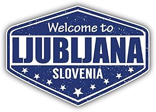 Ljebljana City Slovenia Grunge Travel Stamp Sticker - Waterproof Vinyl Decal for Car Bumper, Laptop, Water Bottle, Luggage, Wall, and Window
