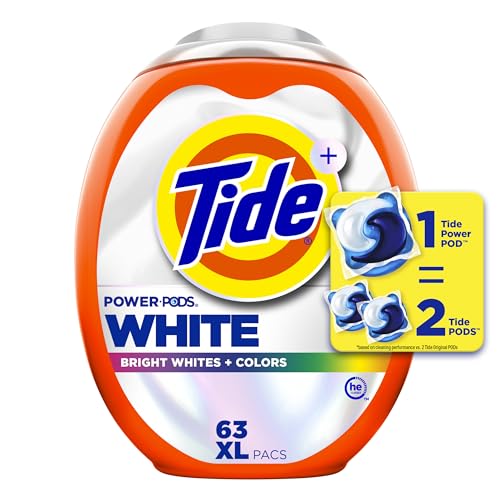 Tide Power PODS White Laundry Detergent Pacs, 63 Count, Brilliant Whitening + Color Protect - image 1