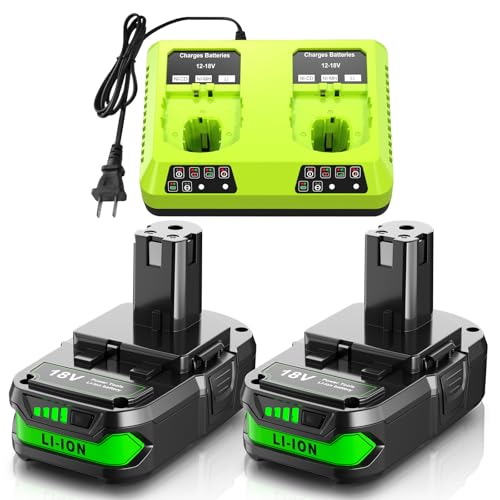 2Pack 4.0Ah Batteries & Dual Charger for Ryobi 18V ONE Plus