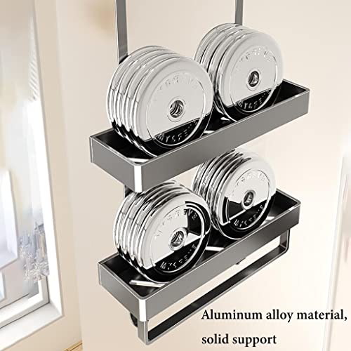 Organizador de ducha sobre la puerta, organizador de baño de aluminio inoxidable con ganchos y cesta de almacenamiento para un fácil acceso y organización