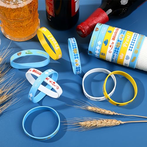 Image of JUNEBRUSHS 64pcs Oktoberfest Party Favors Silicone Bracelets Bulk