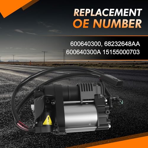 Image of 949-356 68232648AA Air Suspension Compressor Pump w /Relay Compatible with Jeep 2011-2016 Grand Cherokee 2013-2016 Ram 1500 After-Market Parts Replace# 600640300A 68041137AE 68204387AA