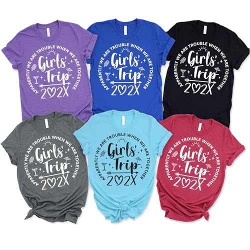 Girls Trip T-Shirts, Apparently are Trouble When We are Together, Girls Weekend, Girls Vacation Group Shirts, Girls Party T-Shirt