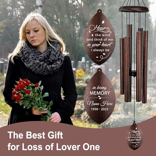 Image of ASTARIN Sympathy Wind Chimes Custom, Personalized Dragonfly Wind Chimes Sympathy Gifts for Remembrance, Bereavement Gifts for Men in Memory Wind Chime, 36 inch Windchime(Produced in Texas)