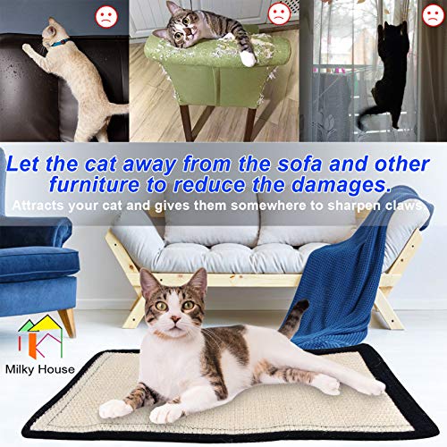 Cat Scratch Pad 2Pk Non Scratch Pads Couch Corner Kitty Scratching Bed Post Tree Ramp Cardboard Replacement, Sisal Thin Scratcher Mat With Velcro Pins Protecting Furniture Sofa Chair Desk Legs 16X12In #TOP1