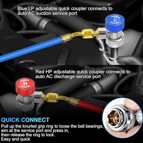 Kit de adaptadores rápidos AC R134A ajustables con válvula de grifo y accesorios miniatura 3