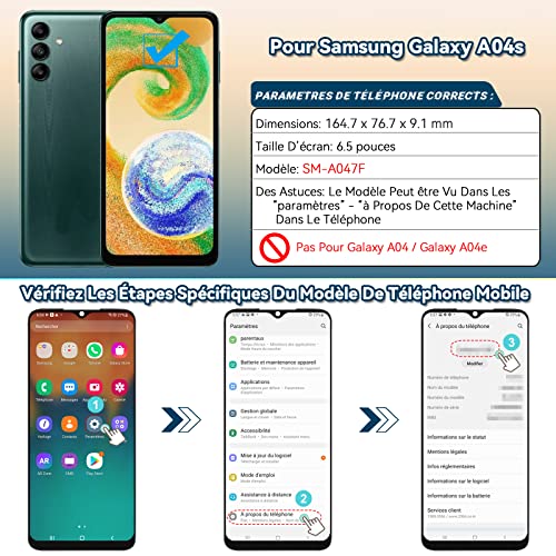 Écran LCD pour Samsung Galaxy A04S de remplacement noir avec châssis de 6.5 pouces - 5