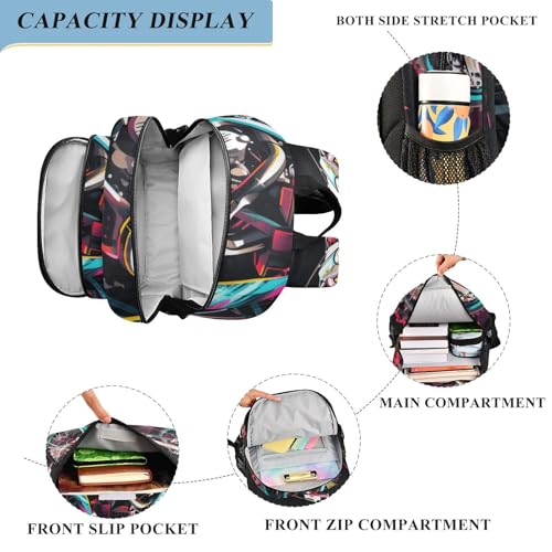 Motocross Neon Cartoon Backpack for Boys Girls Kids School Bag Lightweight Laptop Backpack Elementary Capacity Bookbags for Travel Daypack with Reflective Stripes4