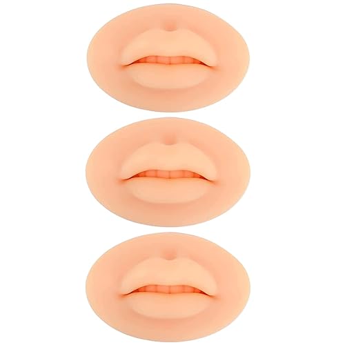 Labios falsos de tatuaje, 3 piezas de tatuajes, labios de práctica de silicona 5D para prácticas de maquillaje, práctica de tatuajes realistas,