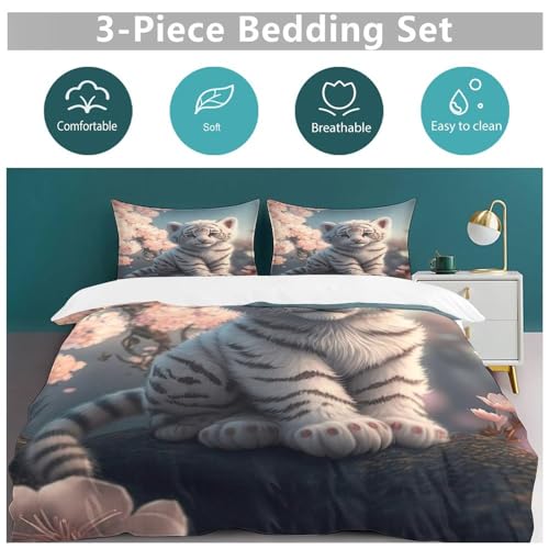 Housse de couette tigre douce et résistante pour lit double 220x240 cm