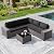 RTDTD 6 PCS Outdoor Patio Furniture Set,Outdoor Sectional Furniture All Weather PE Rattan Wicker Patio Conversation Set with Coffee Table and 5 Thickened Cushions,Black