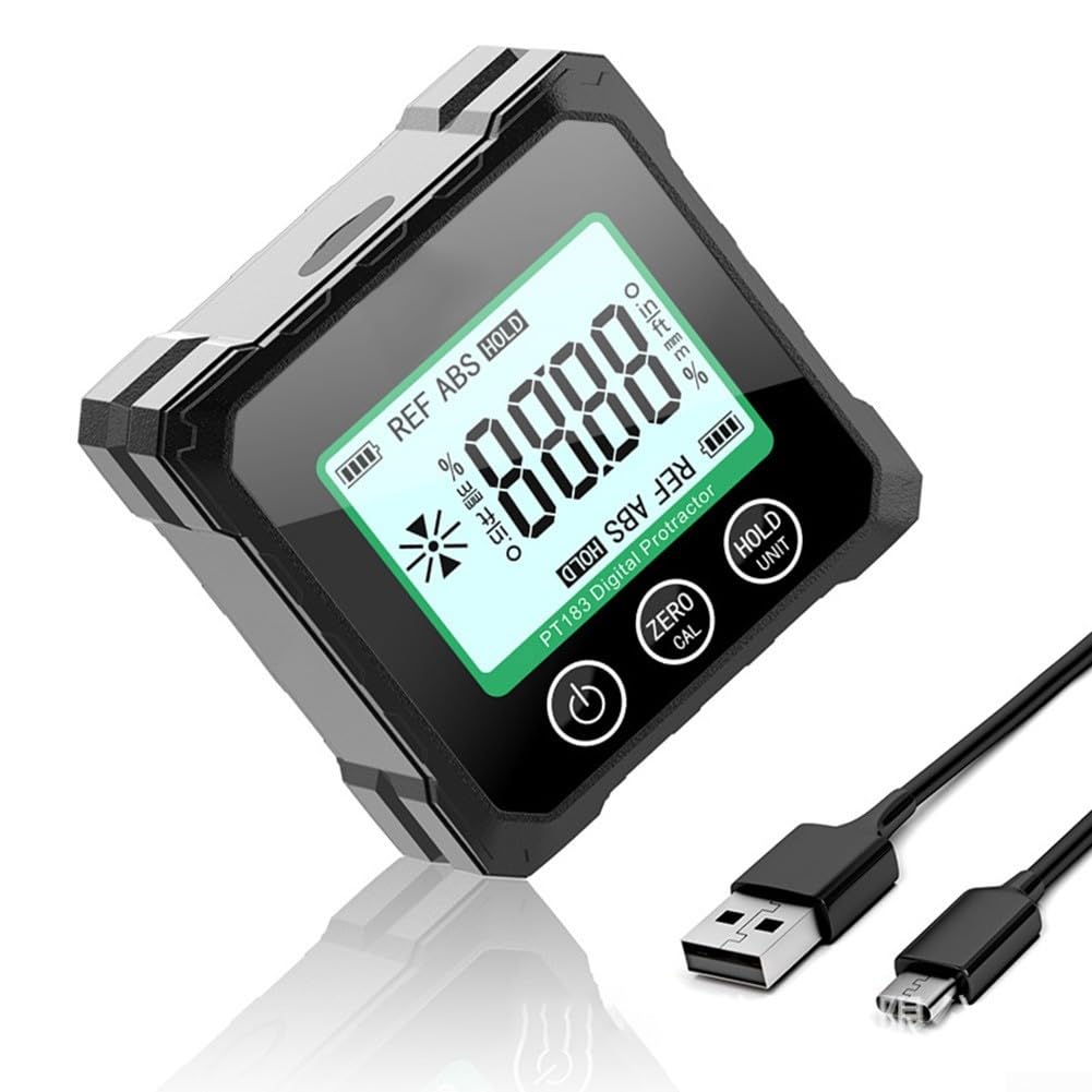 Inclinometro digitale con batteria al litio carica diretta, scatola di misurazione dell'angolo elettronico, misuratore angolare magnetico multiforme, strumento di misurazione della pendenza