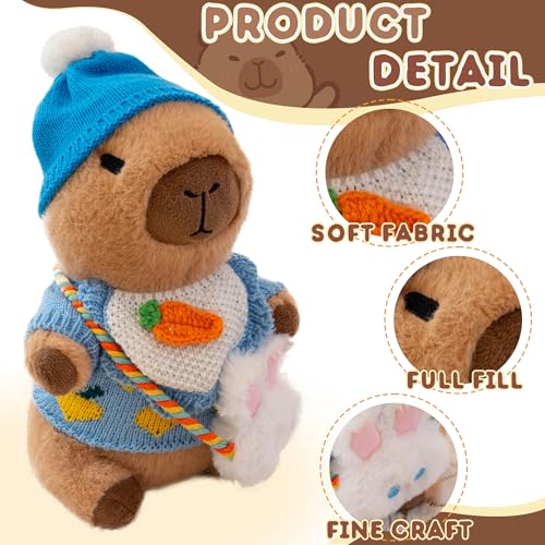 Image of Capybara Plush for Boys Girls Birthday Dress Up Cute Plushies,10 Pcs Set,9 Clothes and Accessories Kawaii Stuffed Animal Plushie Toy, Soft Peluche Doll for Kids 10.2 in
