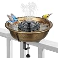 VIVOHOME Deck Mounted Bird Bath with Solar Fountain, Outdoor ABS Birdbath Bowl with Adjustable Metal Clamp, Solar Powered Pump for Railing, Fence, Balcony, 1.45 Gallons, Copper