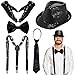 TUIBEIDAMAI Glitzer Outfit Herren,Glitzer Kost&uuml;m Accessoires Herre,mit Pailletten Hosentr&auml;ger, Fliege, krawatte,Handschuhe,Pailletten Kost&uuml;m f&uuml;r Fasching Party Dance Performance (Schwarz)