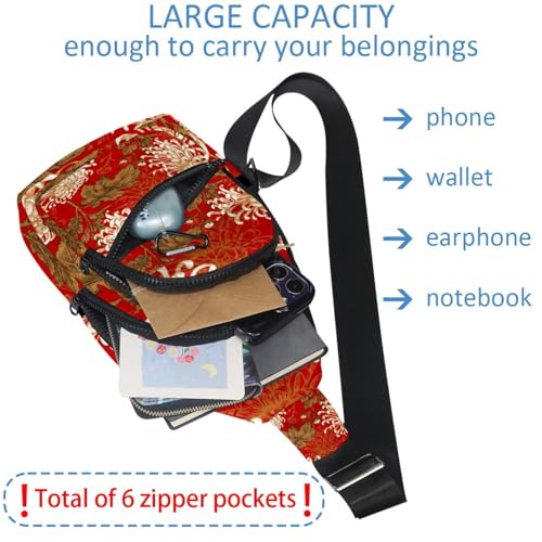 Mochila cruzada floral de lavanda con correa ajustable multiusos 6
