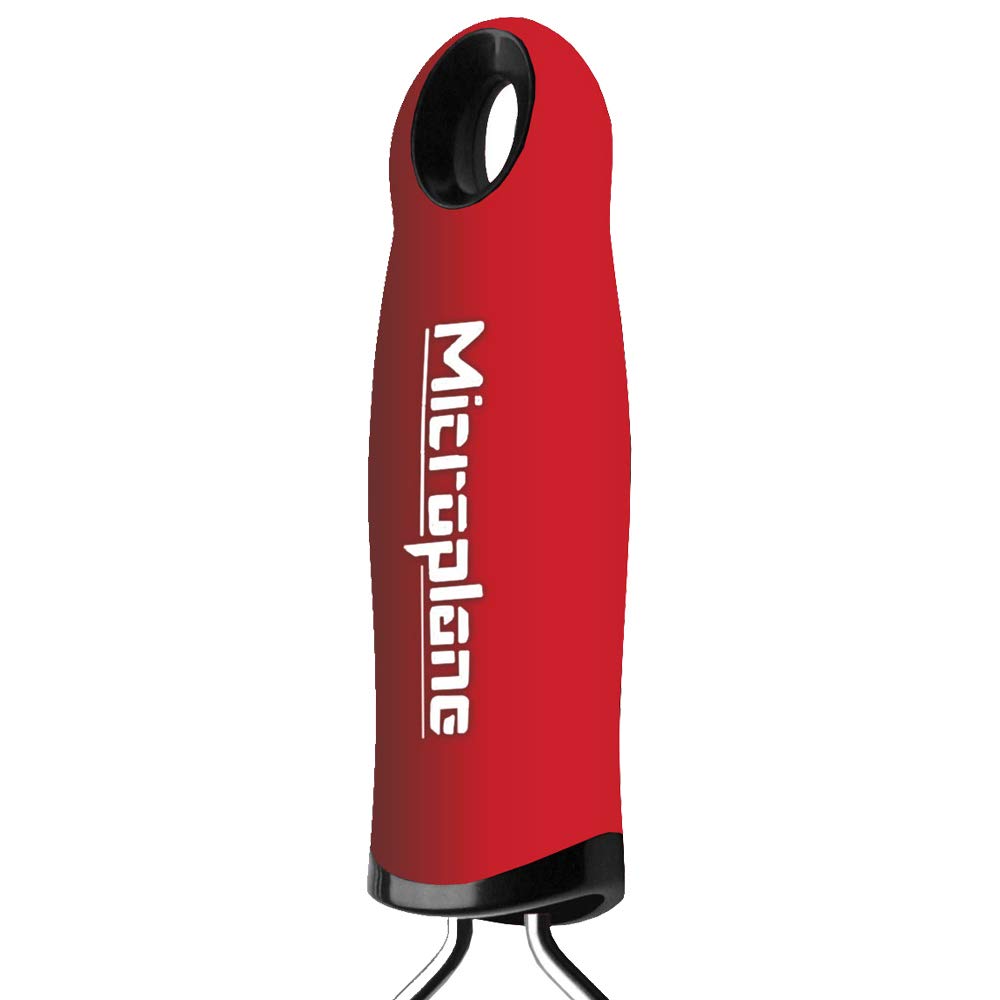 Microplane Grattugia da Cucina Doppia Lama Media Acciaio Inossidabile Rossa Serie Gourmet Ideale per Formaggio, Mela, Carota, Zucchina e Cioccolato