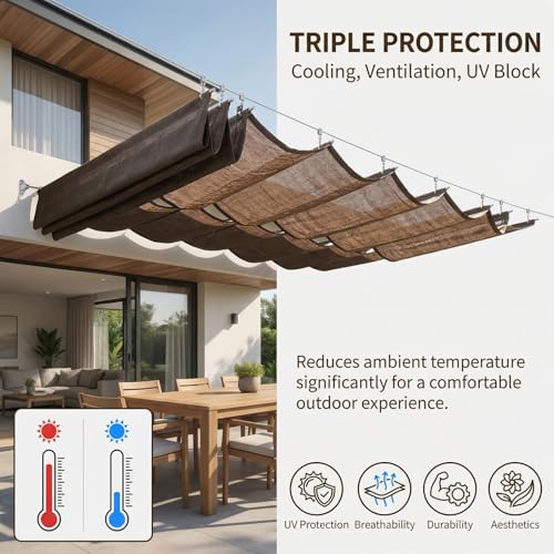 Voile d'ombrage rétractable couverture extérieure terrasse jardin U
