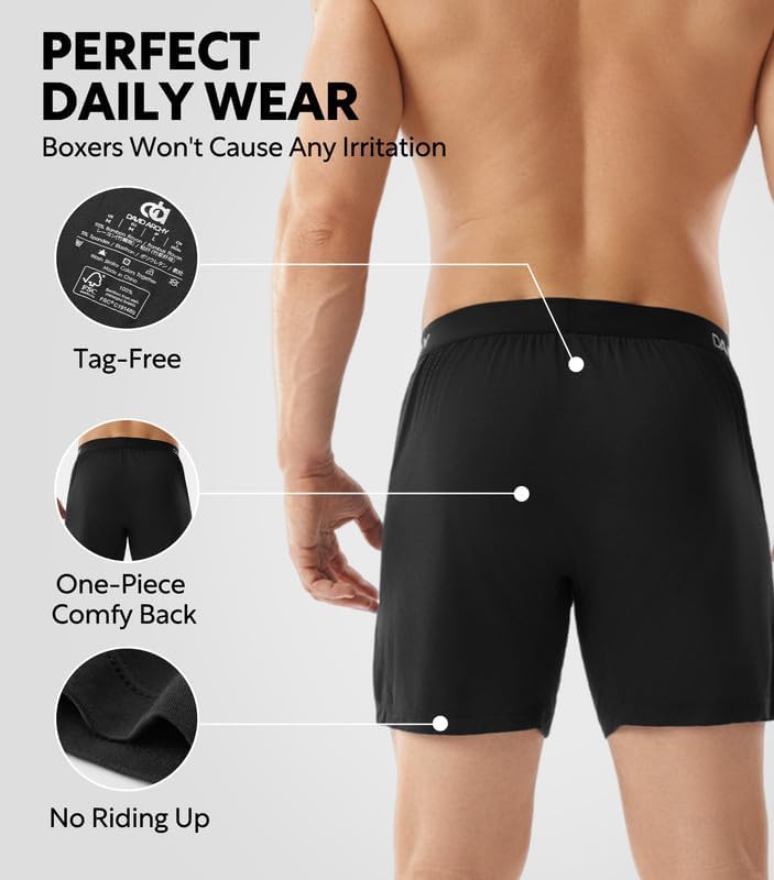 DAVID ARCHY Men’s Underwear Boxer Shorts Rayon Made From Bamboo Breathable Boxers for Men with Soft Stretch Waistband 4 Pack - Image 5