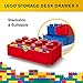 ROOM Copenhagen Lego Storage Brick 8 Desk Drawer, 8-Stud Stackable Tabletop Storage Box, 12.4 x 6.2 x 4.4 in, Bright Red