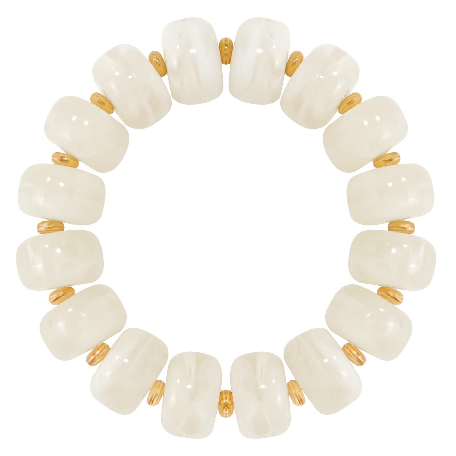 Braccialetto con perline grosse da donna, multicolore, con grandi perline in resina acrilica, elastico e allungabile, braccialetti alla moda e di tendenza, gioielli boho per vacanze estive al mare.