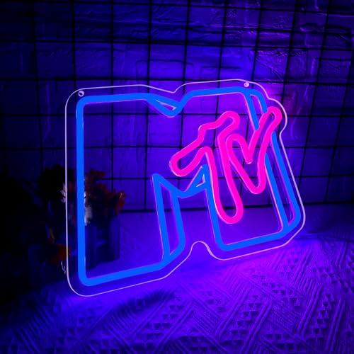 Image of Music Neon Sign for Wall Decor Dimmable Music Neon Light Up Sign for Man Cave Neon Lights for Bedroom Led Neon Sign Suitable for Record Studio Bar Nightclub Party Concert Venue Size 13.77*9.64(P004)