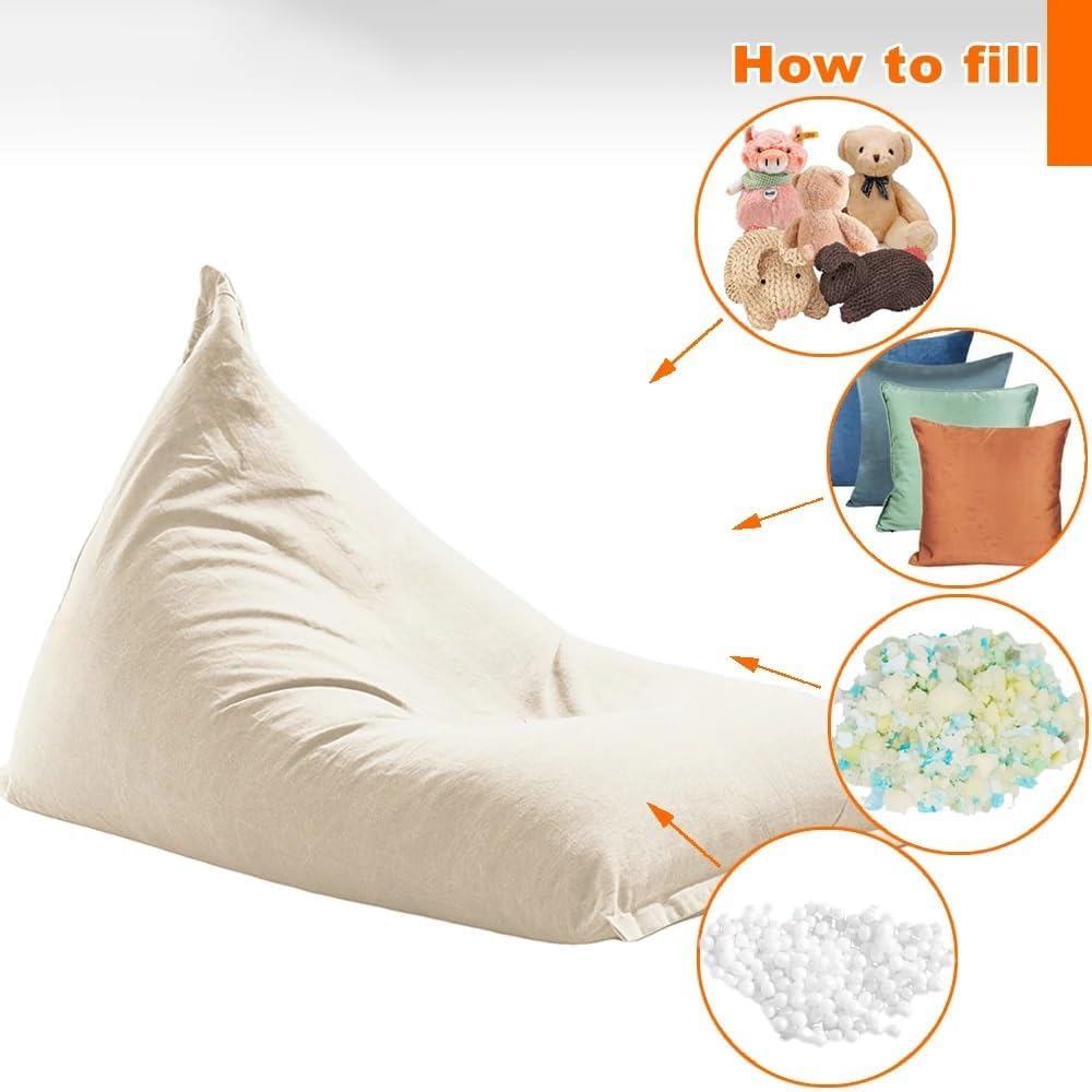 Bean Bag Chair Pure Cotton Bean Bag Cover （No Filler） Pouf Ottoman Kids Adults Beanbag Chair Lazy Armchair Couch Floor for Home, Bedroom, Living Room