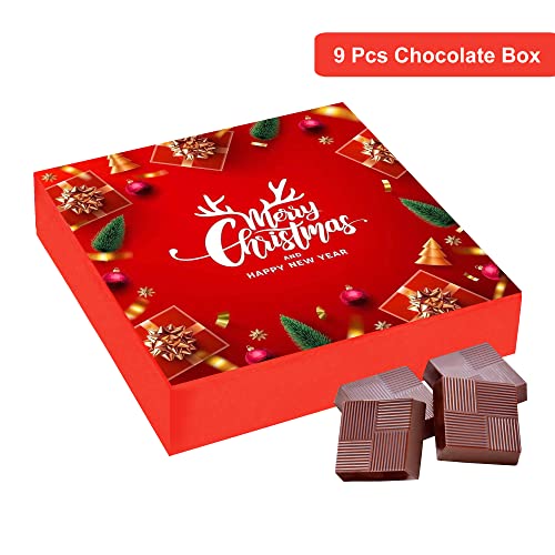 Image of Chocoloony Merry Christmas Chocolate Gift Box Assorted 9 pcs Milk Chocolate Bites and X-Mas Tree Glasses