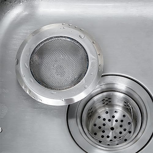 XIZONLIN Kitchen Sink Strainer 2Pcs Stainless Steel Drain Sink Tub Strainer Filter Hair Catcher Basket Drain Protector for Kitchen Bathroom Shower - Image 3