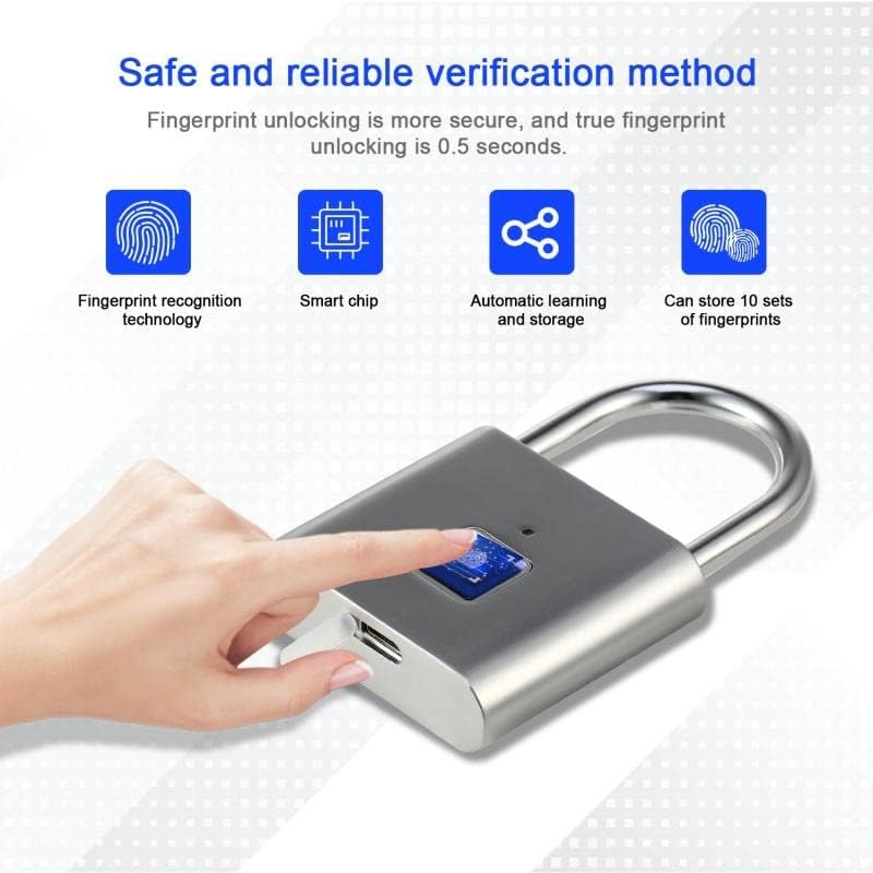 Porta Mini Keyless Smart Security Lock Fingerprint Padlock Gym Cabinet Box Bag Suitcase Luggage Code Password Travel Lock (Color : E) (E)