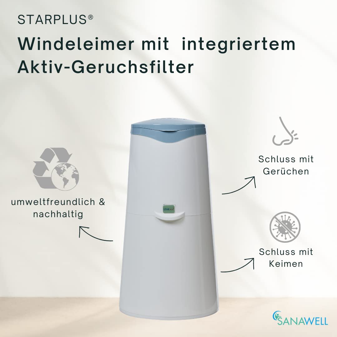 MEDOSAN Windeleimer Nachbestell-Set | 13teilig | geruchsdicht | keimfrei | Fassungsvermögen bis zu 200 Windeln | integrierter Aktiv-Geruchsfilter