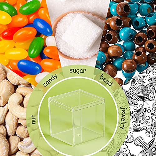 Image of Juexica 12 Pcs Clear Acrylic Boxes with Lid,Square,1.8 x 1.8 x 1.8 | Clear Plastic Boxes with Lids for Organizing and Displaying Jewelry, Candy, Crystals, Crafts, Party Favors and Collectibles
