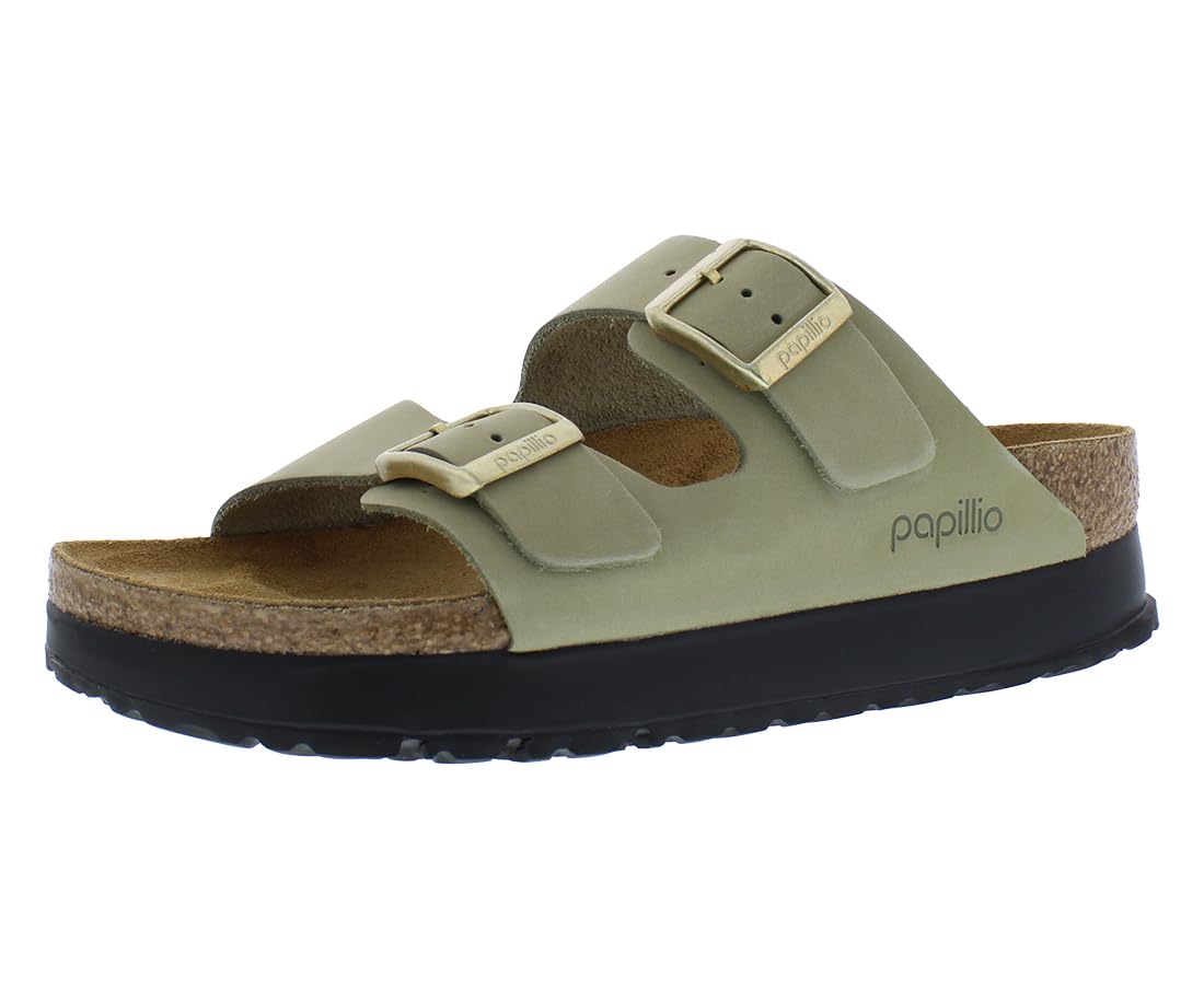 Birkenstock Arizona Pap Flex Platform Narrow Unisex Shoes Size 5, Color: Eucalyptus/Forest Green