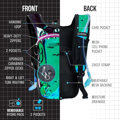 Image of Sojourner Rave Hydration Pack - Hydration Backpack - Hydropack with 2L Bladder - Water Backpack for Festivals, Hiking, Running, Biking and More