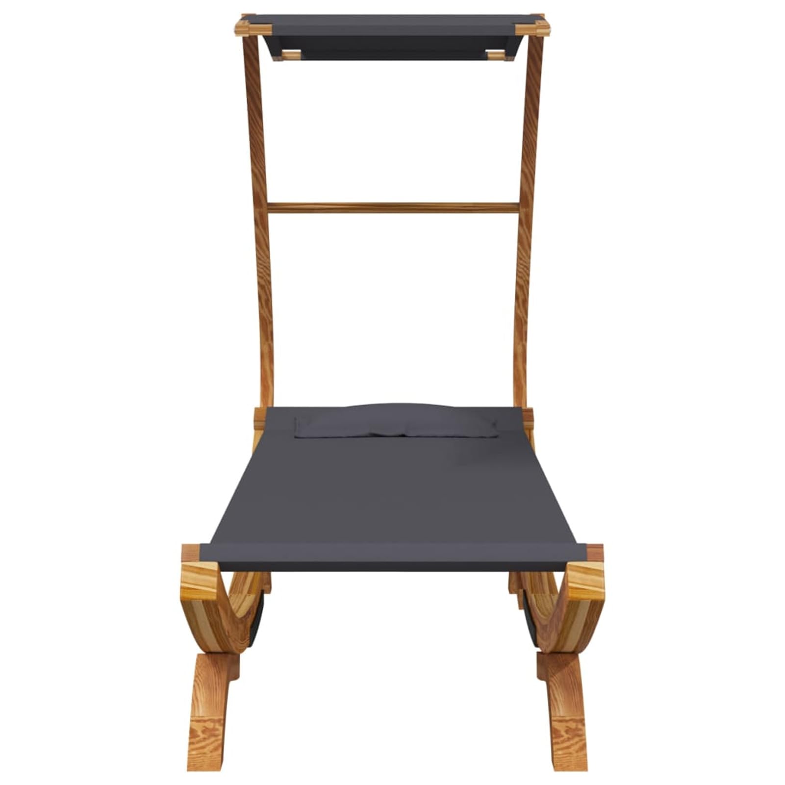 Homgoday Letto Riposo e Baldacchino 100 x 190 x 134 cm, in legno curvato massiccio antracite, lettino da giardino, letto da campeggio per spiaggia, esterno, balcone, terrazza