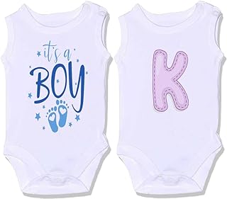 سالوبيت كات بكباسين قطن 100% بأشكال مميزة للأطفال حديثي الولادة، قطعتين بطبعة "ITS A BOY" (K)