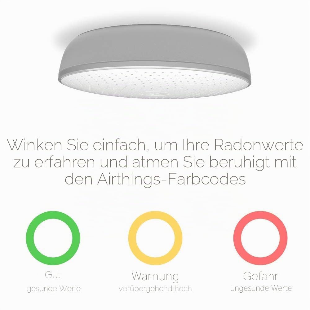 Airthings 2950 Wave Radon – Smartes Radon-Messgerät mit Feuchtigkeits- und Temperaturüberwachung, genau und anwenderfreundlich, kabellos, mit App