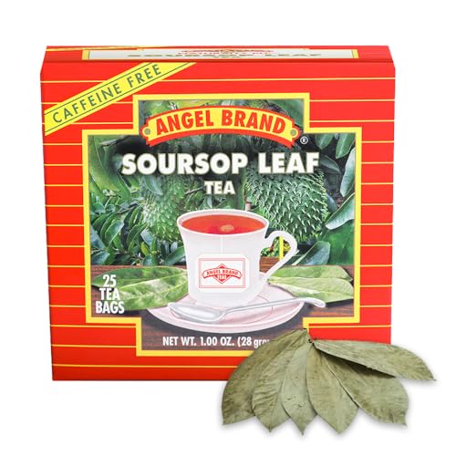 Angel Brand Soursop Tea Bags 25 Natural Tea Bags for Health Benefits and Immune Support, Famous in Jamaican Culture – Graviola Leaves Give Taste, Vitamins & Minerals