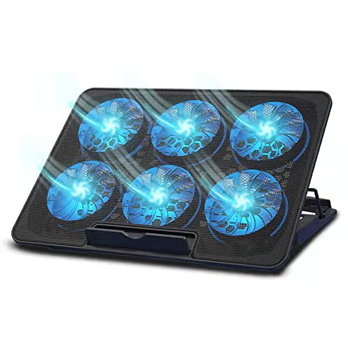 Necomi Laptop Cooling Pad Laptop Cooler Stand with 6 Quiet Cooling Fans and 6 Height Adjustable Dual USB Powered Gaming Laptop Cooling Stand for 12-17 Inch Laptop Computer
