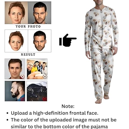 Custom Face Pajama Sets, Personalized Sleepwear with Photo Pet Dog, PJS Funny Gift Pajamas for Men Women4