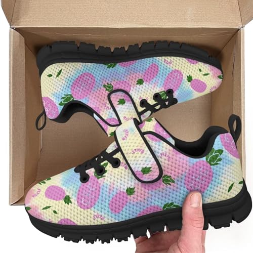 Little Kid Boys Girls Tennis Shoes Kids Slip on Running Sneakers Wide Casual Barefoot Shoes Pineapple Pattern2