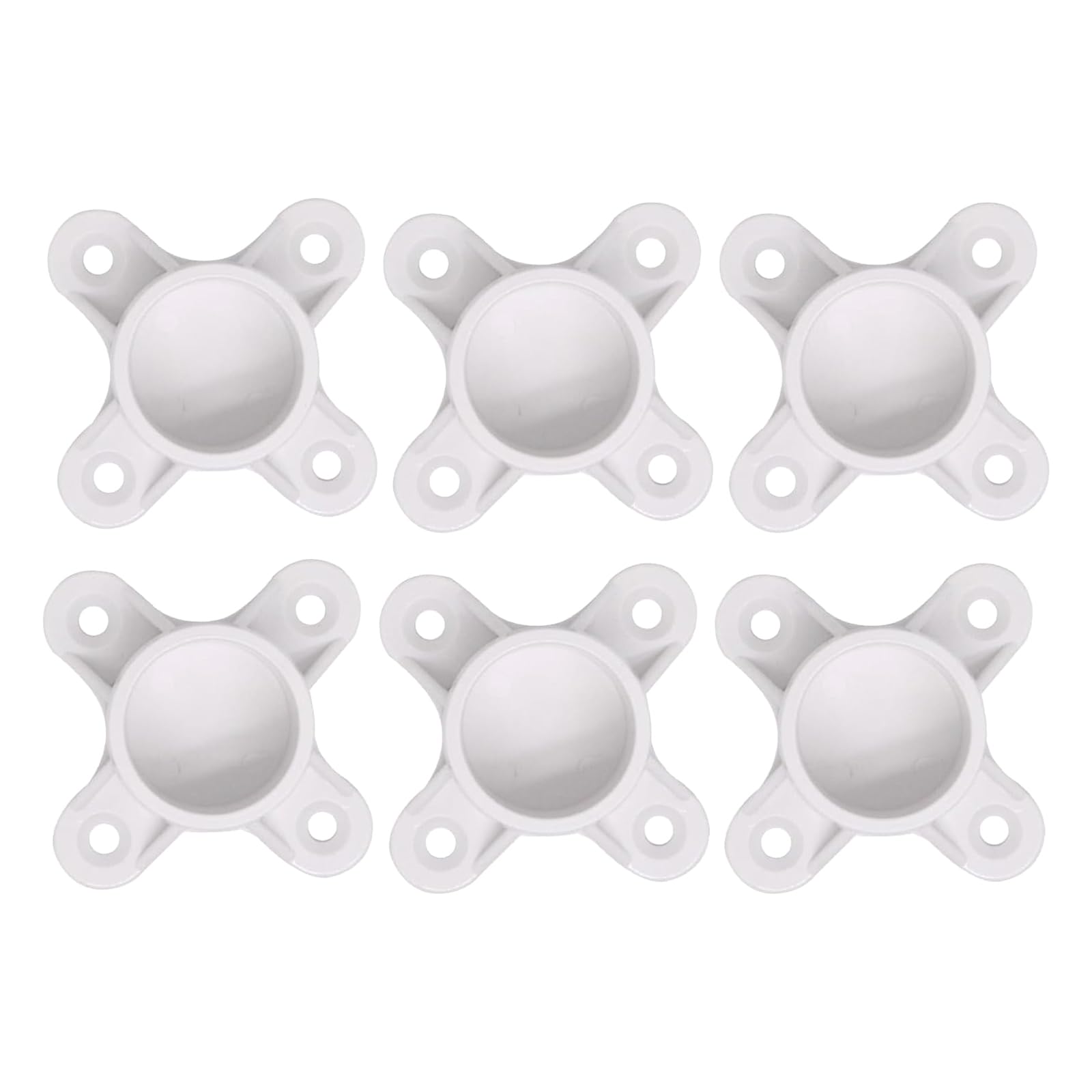 1 6-Pack PVC Flange Caps with Screw Holes, Pipe End Covers for Shelving Legs & Furniture Assembly PVC Table Leg Supports