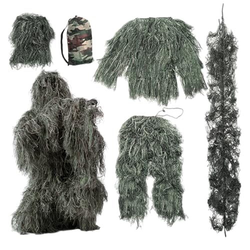 Costume Ghillie, 5pcs / Ensemble de gorilles légers, Costume Gilly Comfortale, vêtements de Chasse au Camouflage 3D, vêtements Chasse au Camouflage, Ghillie...