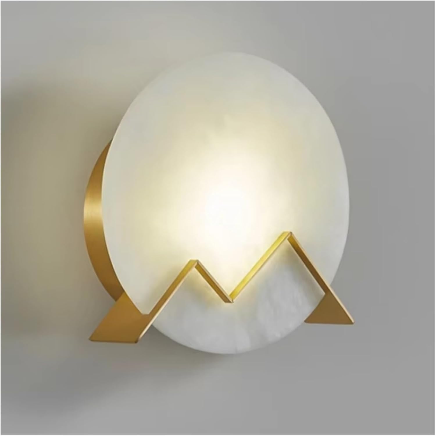 CWCQGH Modern Marble Wall Sconce for Living Room Background Bedroom Bedside Staircase All Copper,Warm White-D20cm