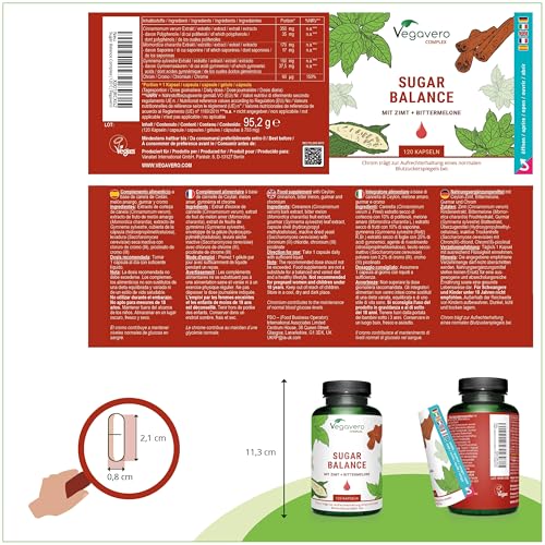 GLYCEMIE Complex | 120 Gélules (4 MOIS) | Chrome Lynside®, Cannelle, Gymnema sylvestris et Melon amer | Réguler le taux de sucre* | Sans Additifs & VEGAN | Vegavero® – Image 4