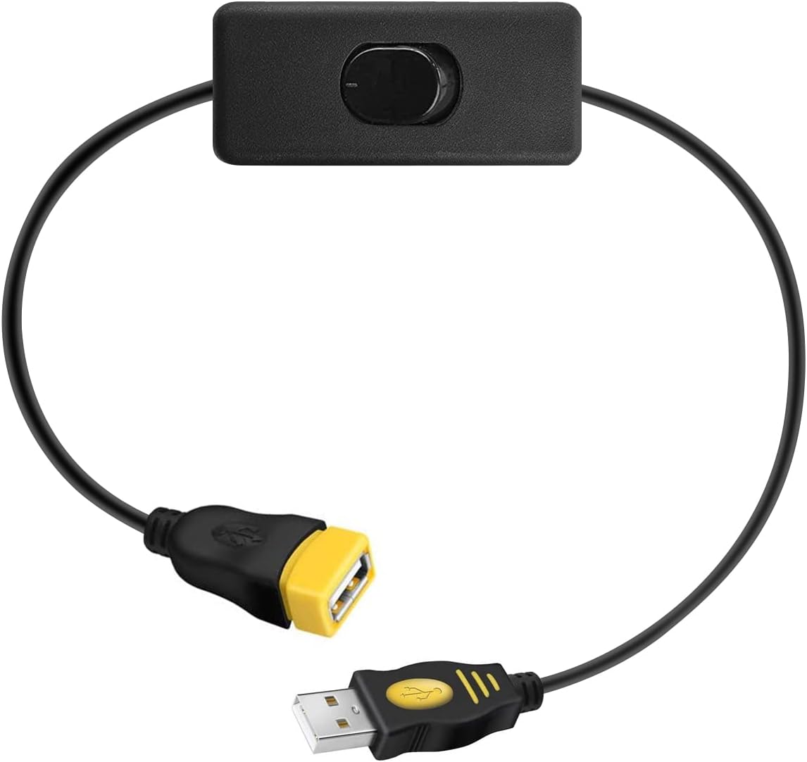 wishacc Male to Female USB Cable Adapter with On/Off Switch-Upgraded Support Power and Data, USB Extension Inline Rocker Switch for Driving Recorder, LED Desk Lamp, USB Fan, LED Strips