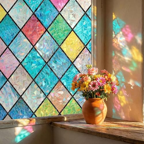 Película decorativa para ventana con patrón diamante miniatura 1