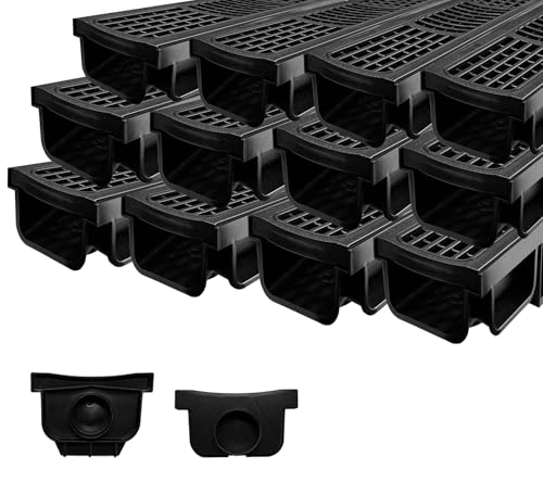 Natotela 12 Pack 19.7x5.5x3.9 in. B125 Channel Drain with HDPE Grate